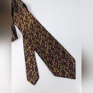 Valentino V-Zone neck tie Silk Italy Abstract Gold Red Black